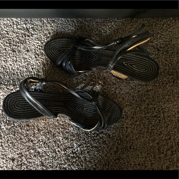 Enzo Angiolini Strappy Black Wedges Sandals SZ 9 - Picture 2 of 8